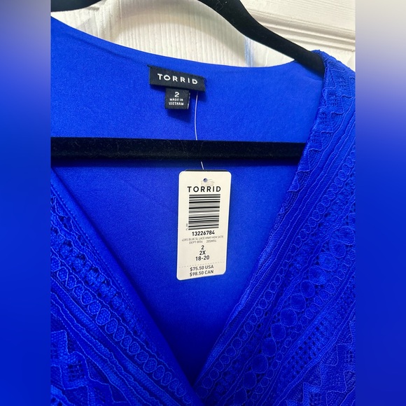 Torrid Colbalt Blue Geo Lace Handkerchief Midi Dress, NWT, 2 - Picture 5 of 5